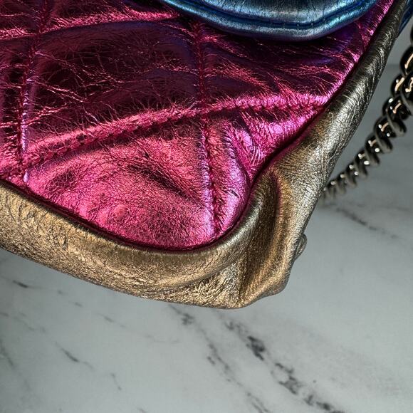 Chanel Metallic Shoulder Bag CC Matelasse Quilted Leather Pink/Blue/Black/Silver - Picture 11 of 16